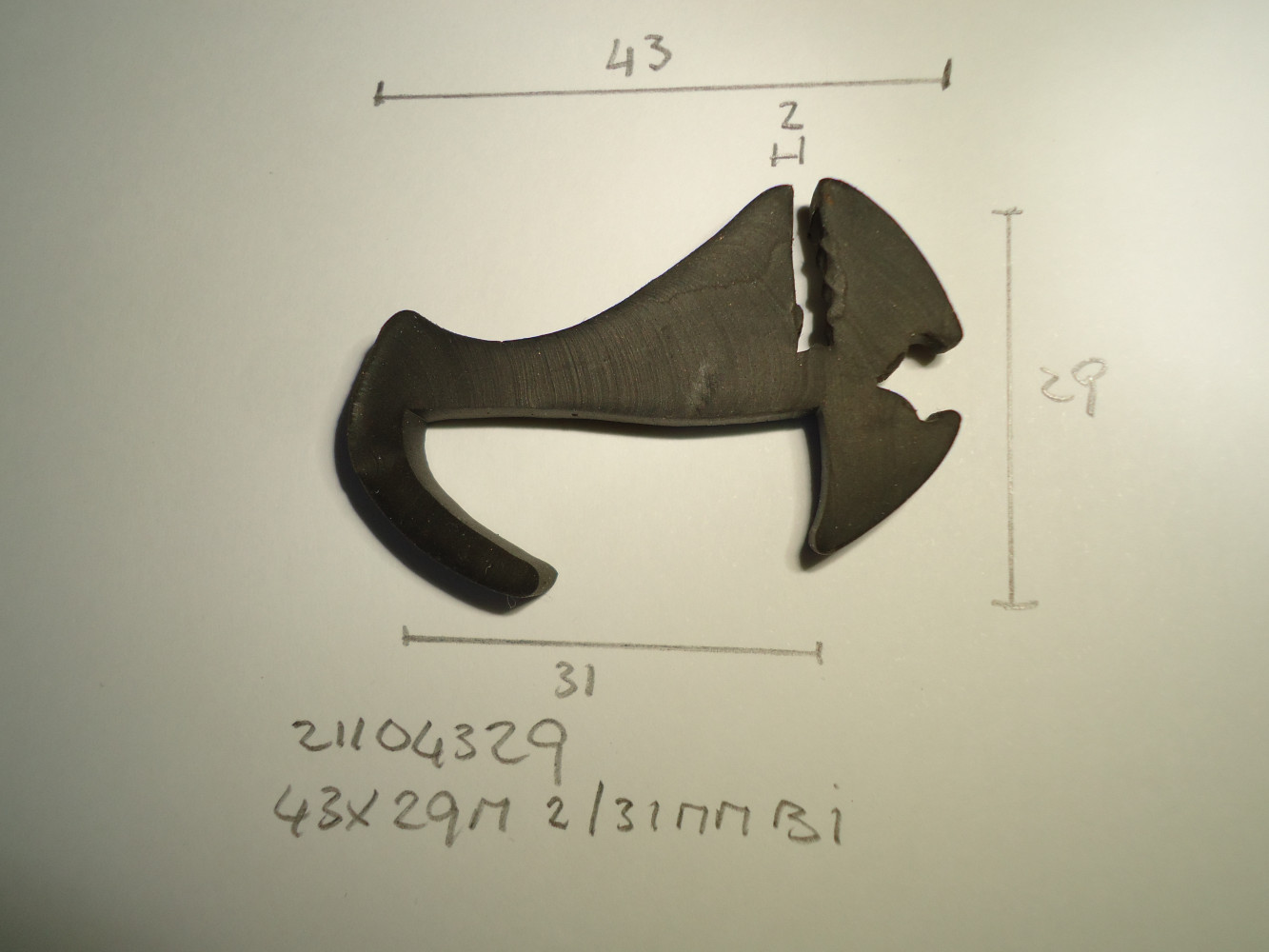 Raamrubber 43x29mm 2/31mm bi - Dsc03706 - 21104329